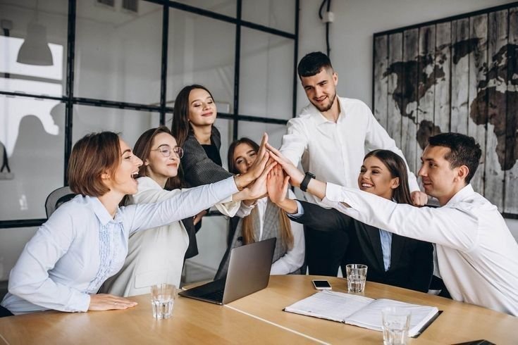 Insurance team working together